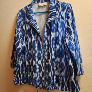 Chico's Zenergy Women Size 3 Blue Full Zip Jacket Windbreaker 3/4 Sleeve